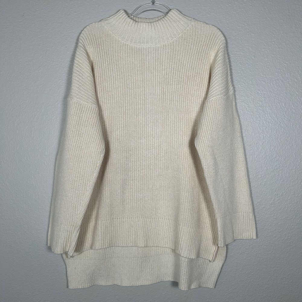 Apiece Apart size M/L tunic sweater Organic cotton cashmere mock neck beige
